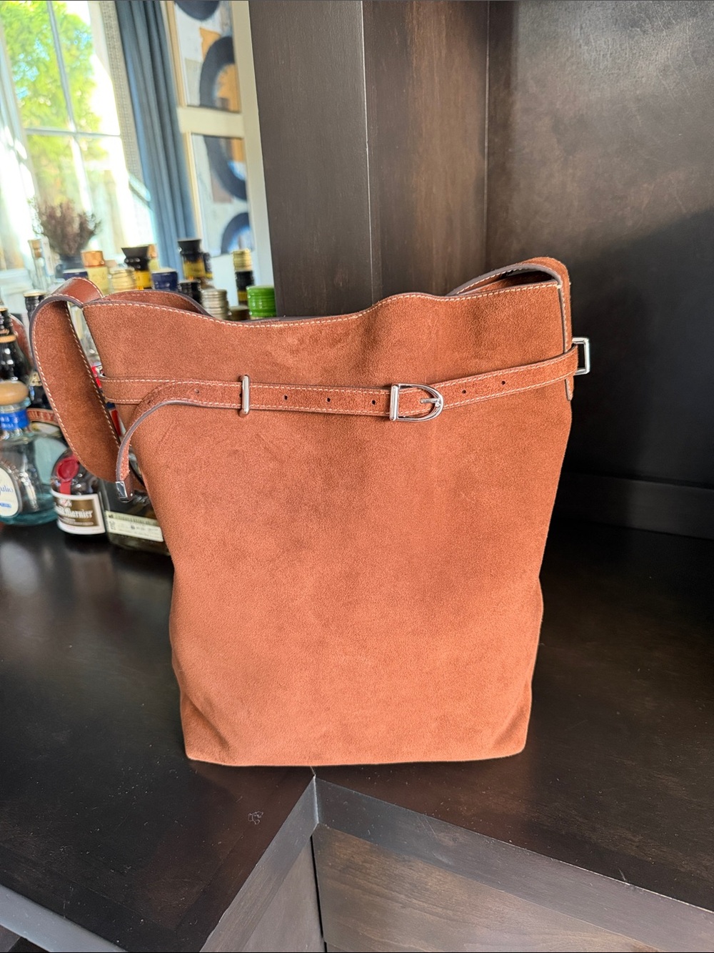 Madewell The Essential Belted Suede Bucket Tote